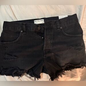 We The Free Black Ripped Jean Shorts